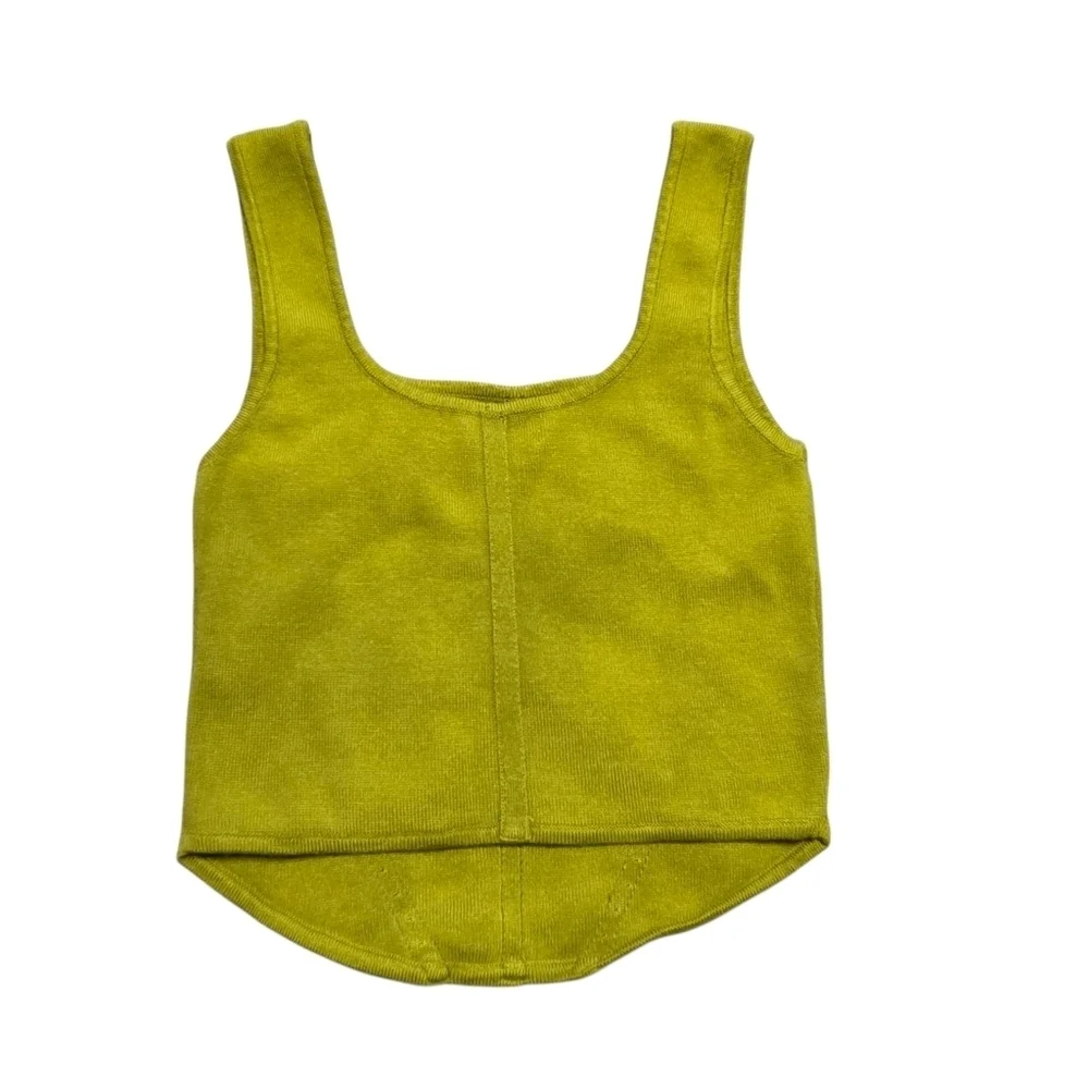 House of Harlow Knit Sweater Corset Compression Top Olive Green XSmall